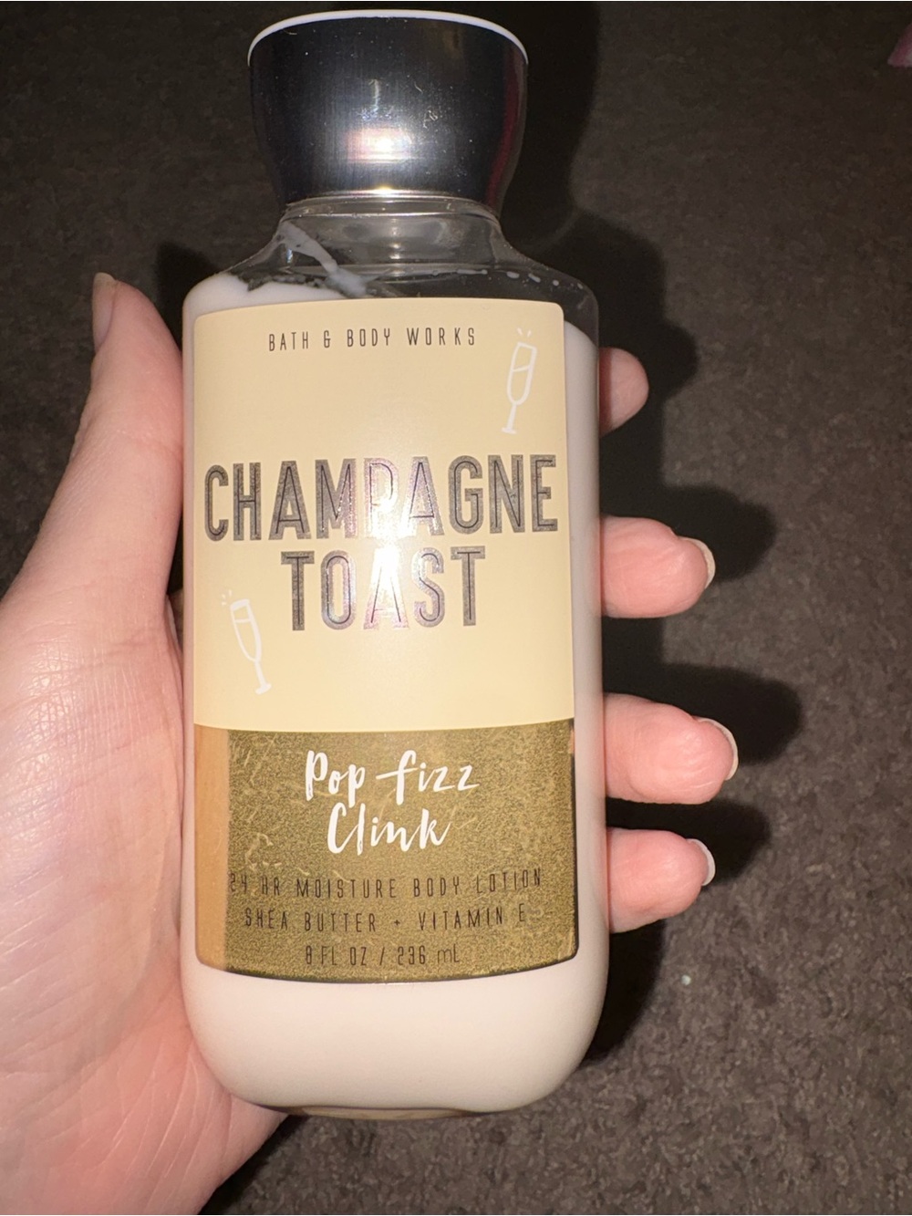 Bath & Body Works Champagne Toast Lotion - Cream & Silver Cap
